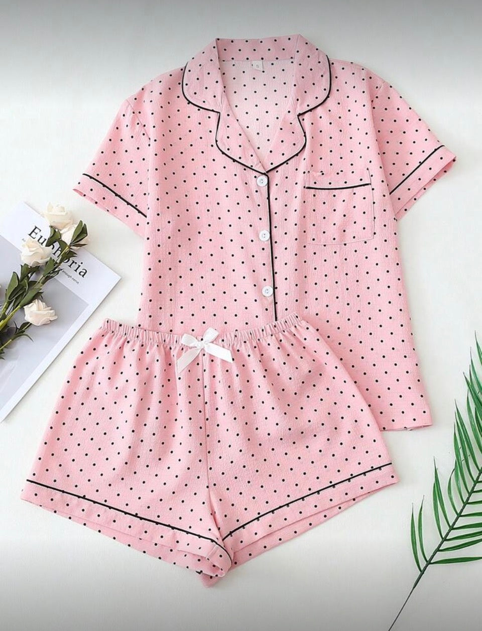 2pc set women’s polka dotted PJ set