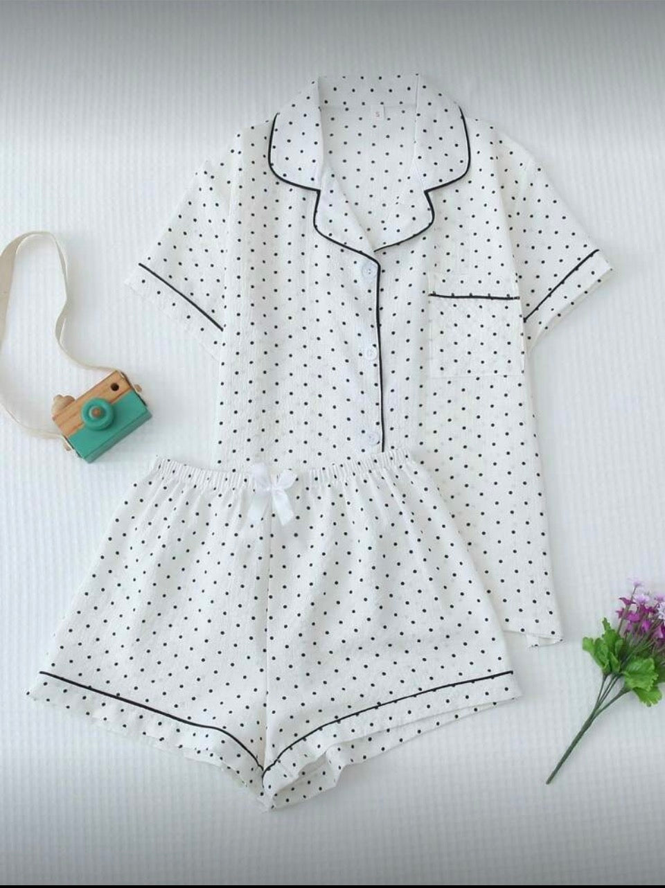 2pc set women’s polka dotted PJ set